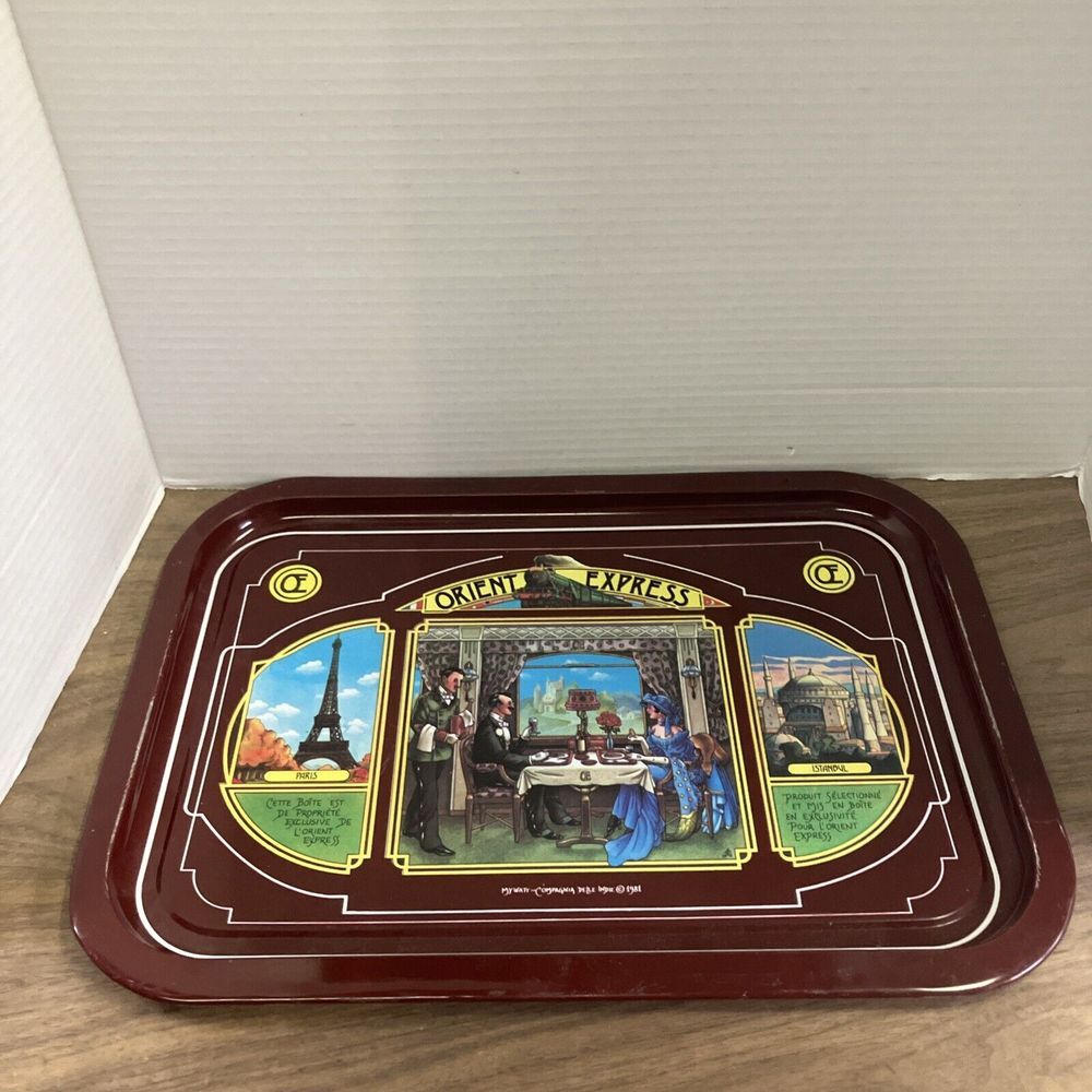 Orient Express serving‎ tray, metal tray, souvenir tray, train travel nostalgia